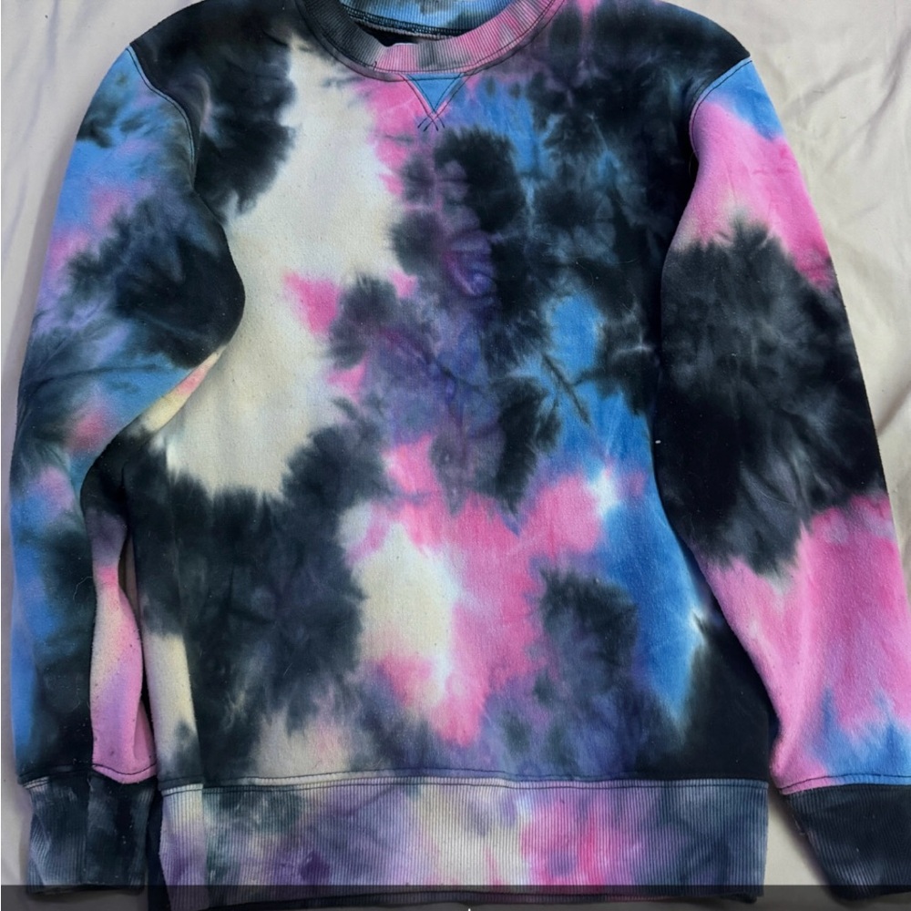 Tie-Dye Sweatshirt in Pink, Blue, and Black
